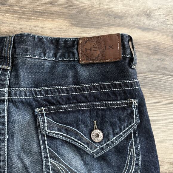 Helix Bootcut Jeans Men’s 34x32 Blue Denim Y2K Flap Pockets - Picture 8 of 8